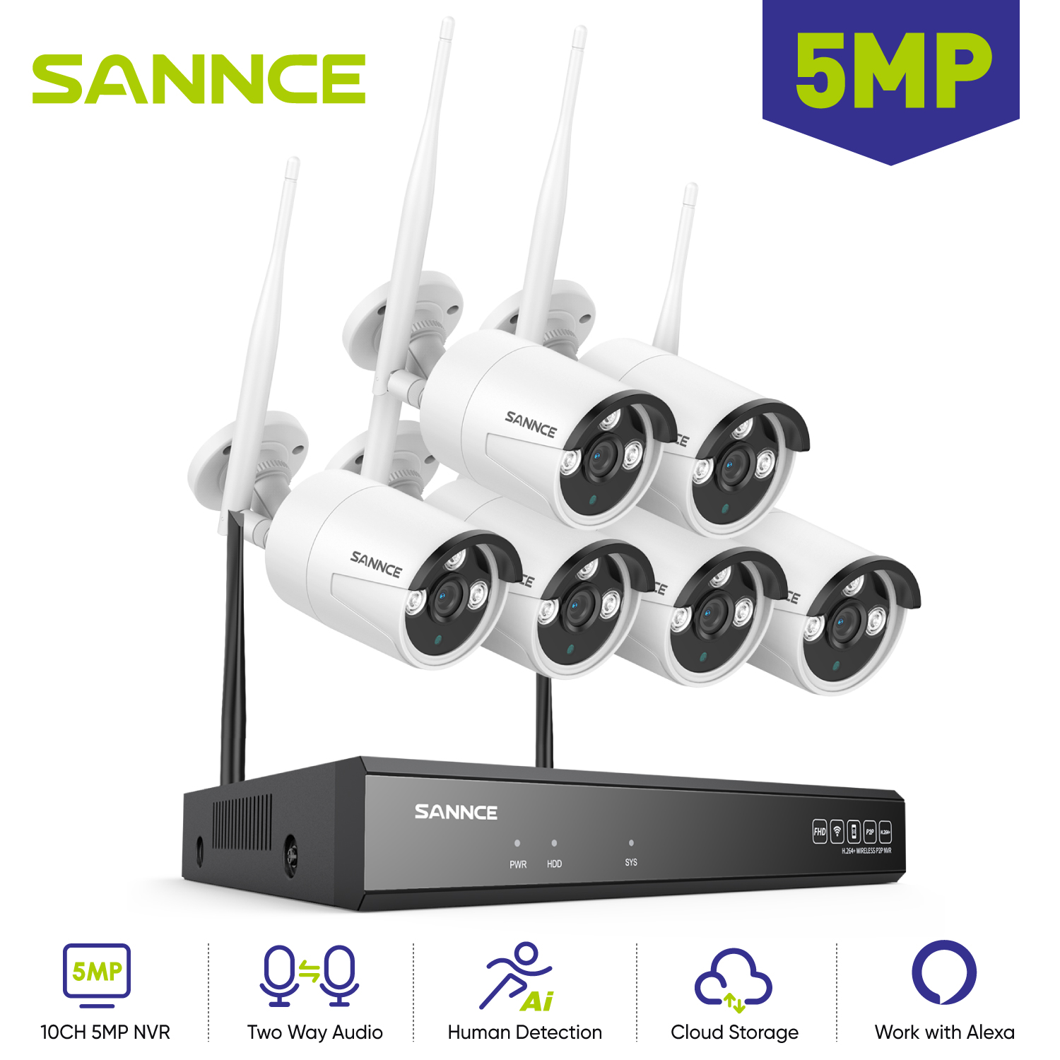 Home Security Camera System - Sannce 6pcs 5mp wifi kamera ip