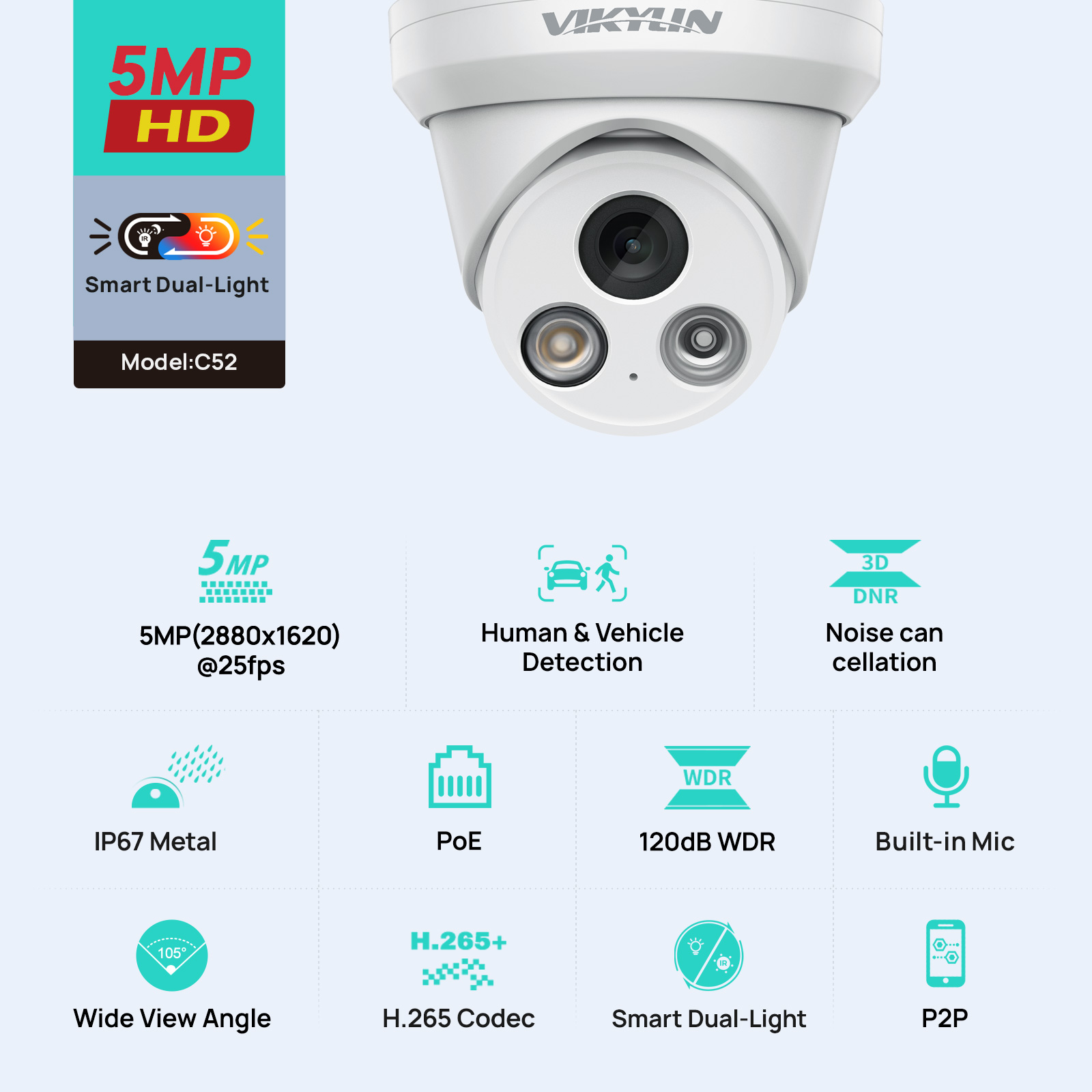 Home Security Service - VIKYLIN 5MP Smart Dual Light IP-Kamera