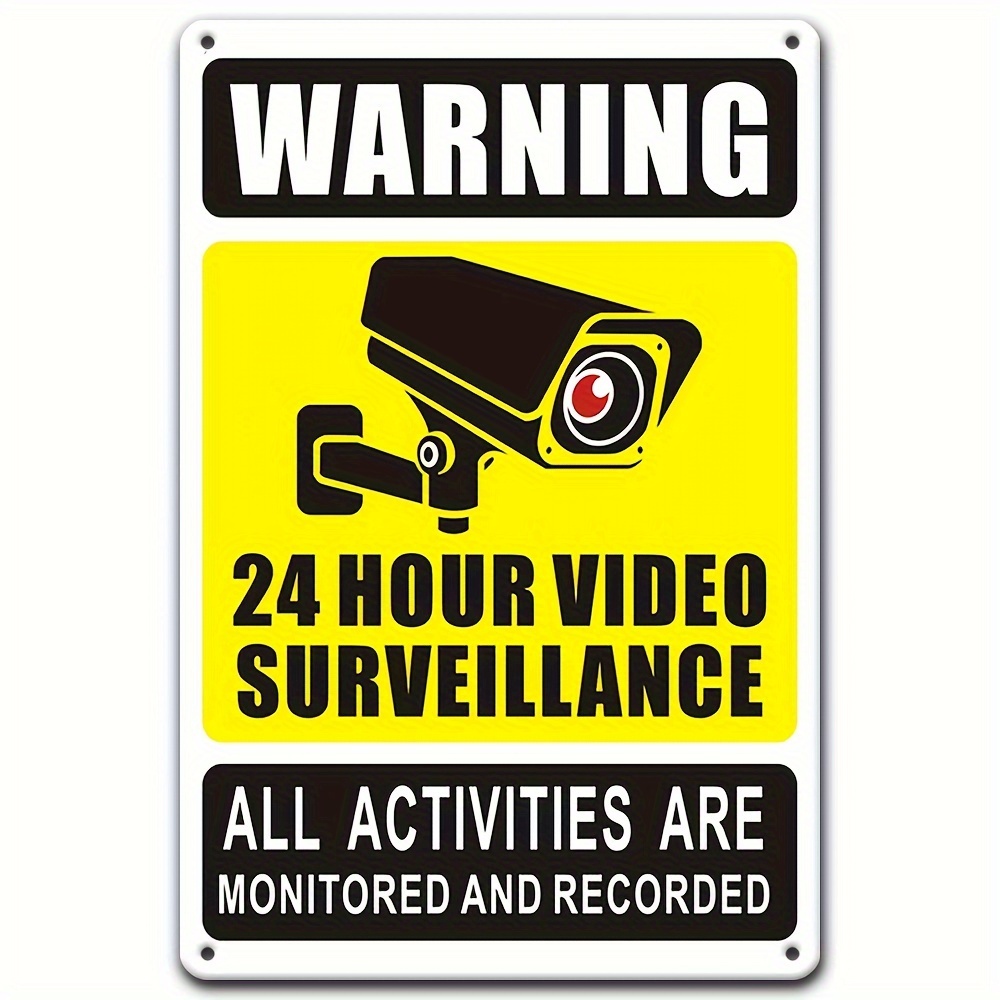 Home Security Cameras Outdoor - 24/7 Videoüberwachungs-Warnschild – robustes Eisenmetall mit