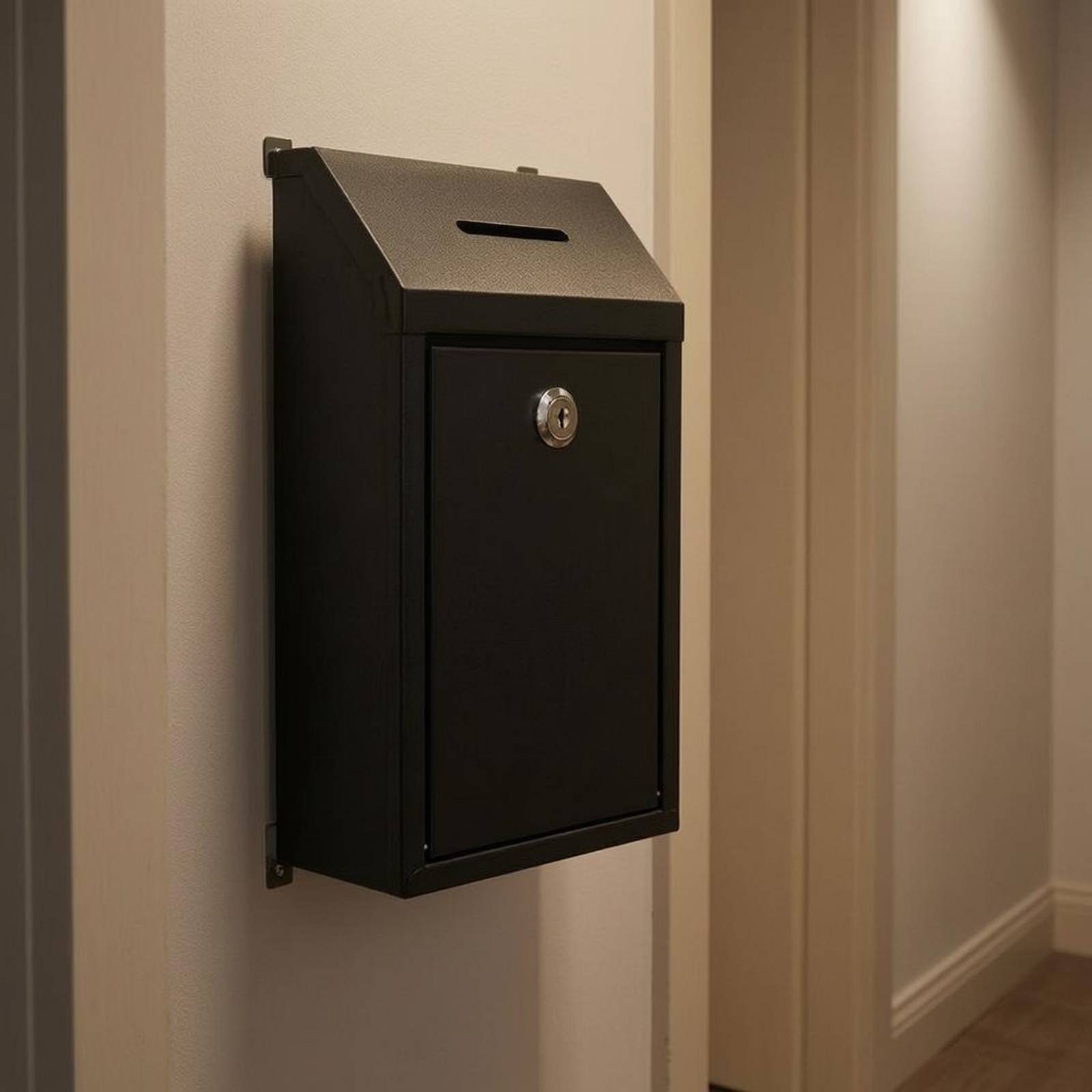 Home Security Service - Schräggeschrägter Briefkasten mit Schlüsselschloss, Wandmontage, Sicherheits-Einwurfbox,