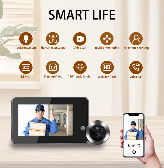 Home Security Video Cameras - 4,3-Zoll Tuya Smartlife WLAN-Türklingel Visueller Türspion