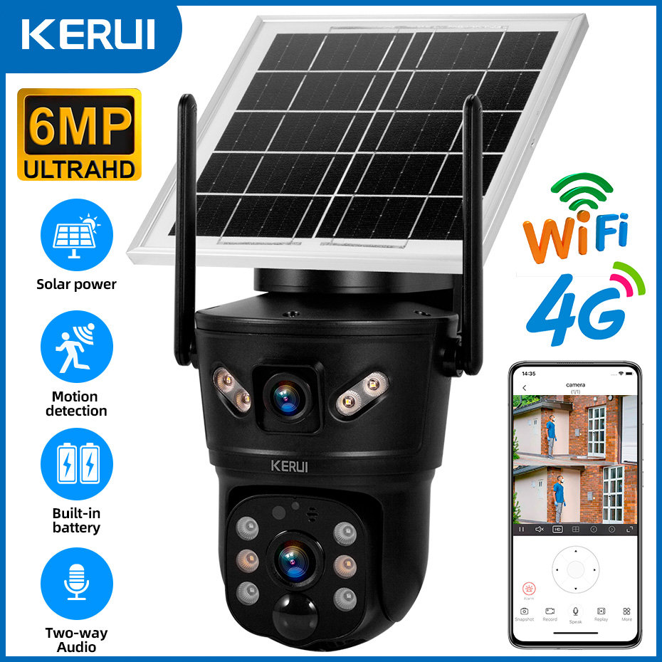 Home Security Video Cameras - KERUI Outdoor 6MP Solar Kamera 4G