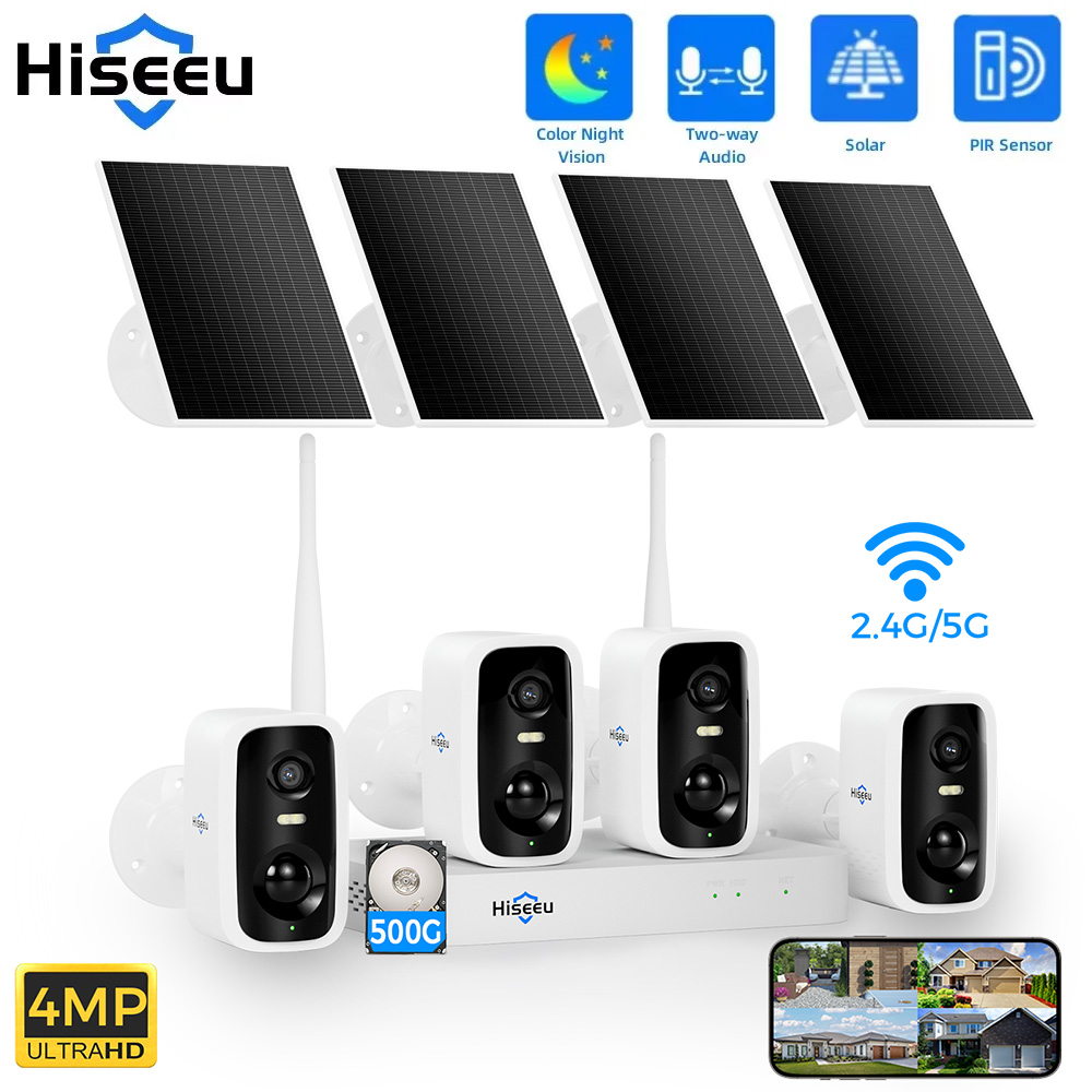 Home Security Premium - Hiseeu 10CH NVR 4MP WiFi Solar
