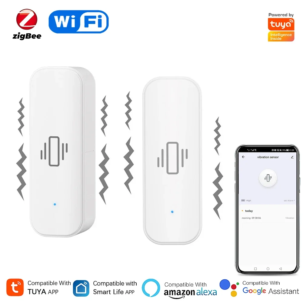 Home Security Monitor - Tuya Wifi/ZigBee Smart Vibrations sensor Home