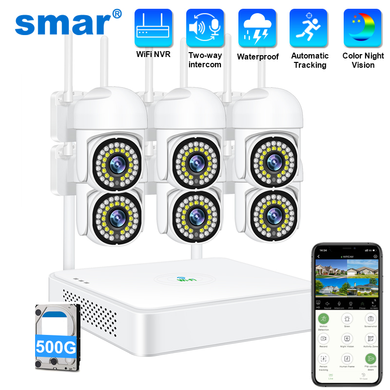 Home Security Kamera - Smar 3MP Kabelloses CCTV-Sicherheitskamerasystem PTZ WLAN